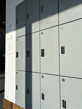 Three accessible lockers with keypads