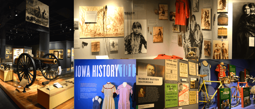 Images from exhibits in State Historical Museum of Iowa