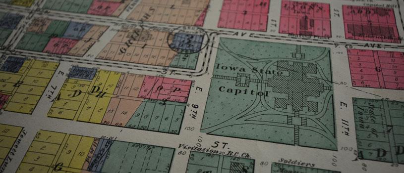 Historic map of Des Moines, Iowa
