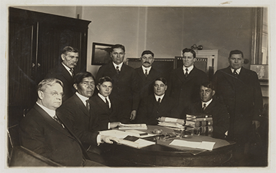 One way American Indians have worked to gain civil rights is by petitioning Members of Congress as the representatives of 300 tribes did when they met with Senator Hiram Johnson in 1922.