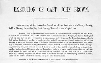 This image is a broadside (poster) published by the American Anti-Slavery Society in 1859 about the execution of John Brown