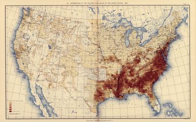 A statistical atlas of the United States that is based on the results of the 11th census, completed in 1890, shows the distribution of the colored population of the country. As can be seen in the distribution map, members of the targeted population predominantly resided in the southeast. 