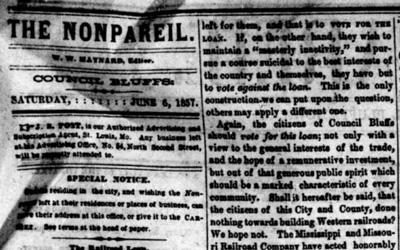 "The Railroad Loan" Newspaper Article, June 6,1857