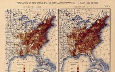 A statistical atlas of the United States, based upon the results of the eleventh census showing population of the United States in 1830-1860 (excluding Indians not taxed).