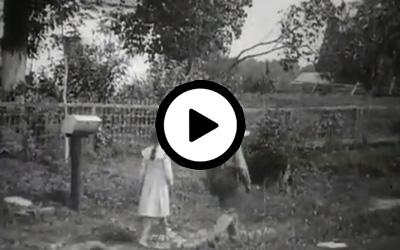 The subject is the delivery of the U.S. mail in a rural area. The camera was positioned in full sight of a standard rural free delivery post box located in front of a well-kept house and garden. A small boy and girl walk past the camera position in front of the mail box. At that moment, a standard rural horse-drawn postal delivery wagon comes into sight. The postman places the mail in the box, and the wagon continues on its way.