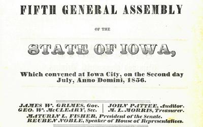 This document is an act passed by the Iowa General Assembly in 1956 allowing the Meskwaki in Tama County to purchase land.