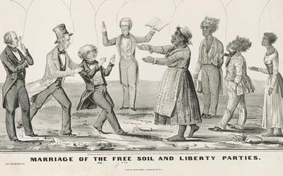 This political cartoon shows the merging of the Free Soil and the Liberty Parties in 1848.