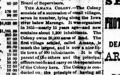 The Tipton Advertiser printed a short article about the Amana Colony and its history in 1969.