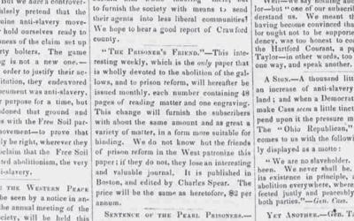 In 1848, the Anti-Slavery Bugle printed an advertisement for a publication called “The Prisoner’s Friend urging readers to subscribe to it.