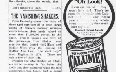 This article from a Kentucky newspaper describes the failing Shaker community in 1917.