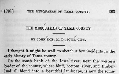 This article, published in the Annals of Iowa in 1870, gives a picture of the land in Iowa where the Meskwaki lived.