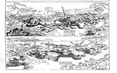 “Ding” Darling created this political cartoon comparing medieval jousting with modern football in 1919 when football safety was in headlines.