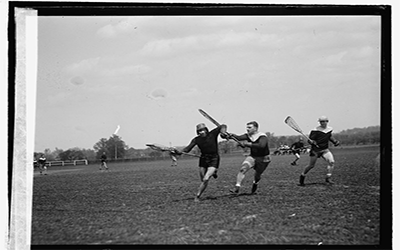 The game of lacrosse is shown in this photo from 1925.