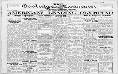 This newspaper article describes the opening ceremony of the 1932 Olympic Games in Los Angeles, California.