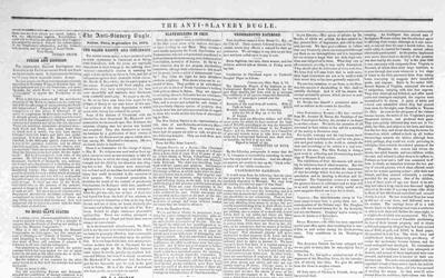 Newspaper article from the Anti-Slavery bugle that reports the number of escaped slaves in northern cities.