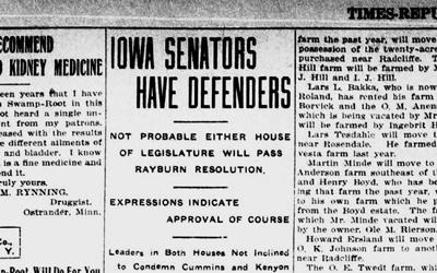 A newspaper article that appeared in a Marshalltown, IA newspaper focused on the Iowa Senators. 