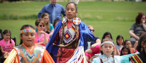 Meskwaki children performing at the annual powwow