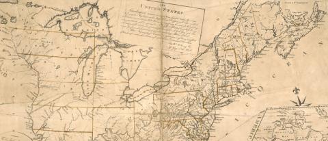 The 1784 map of the United States shows that the western border of the country, as determined by the Treaty of Paris, would be the Mississippi River.