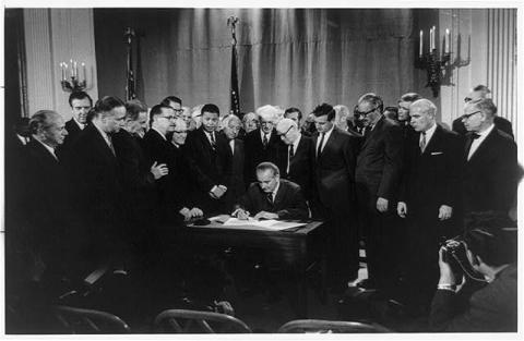 President Lyndon B. Johnson Signs 1968 Civil Rights Act