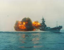 USS Iowa BB61 firing guns