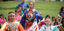 Girls competing at the Meskwaki annual powwow