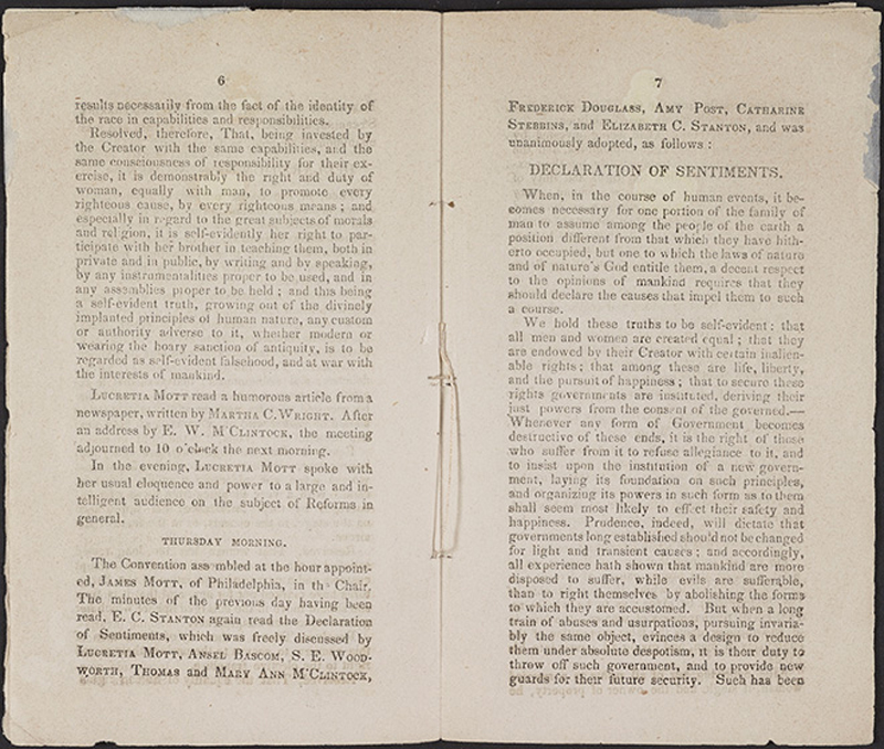 Declaration of Sentiments: The First Women's Rights Convention