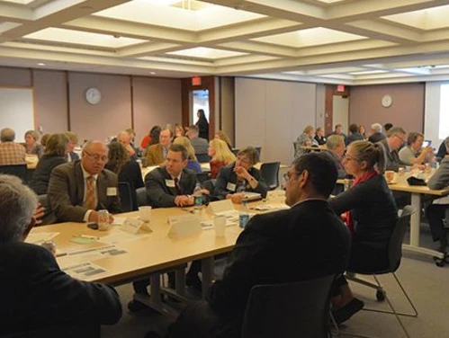 Group meeting in a classroom at the State Historical Building