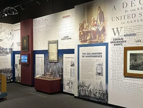 A wide shot of the Civics in Action exhibit
