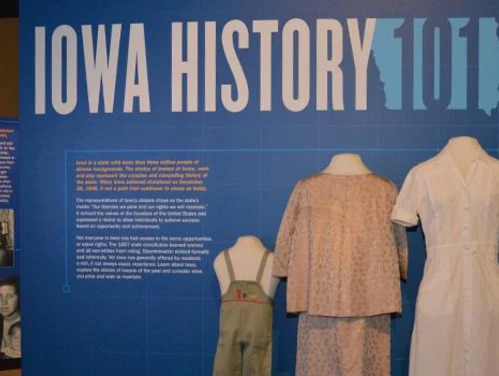 Iowa History 101 exhibit in the Iowa history museum