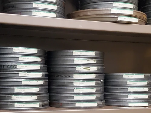 A partial  view conservation films in archival storage.