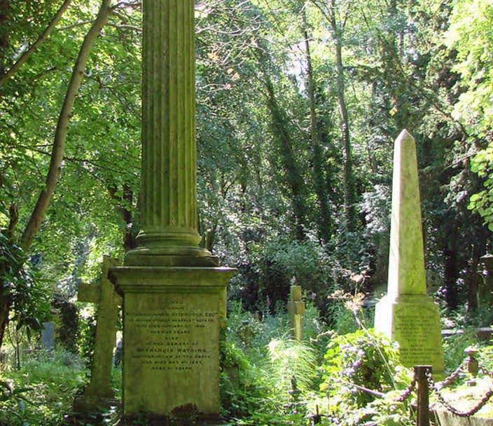 Picture of old and verdant cemetery