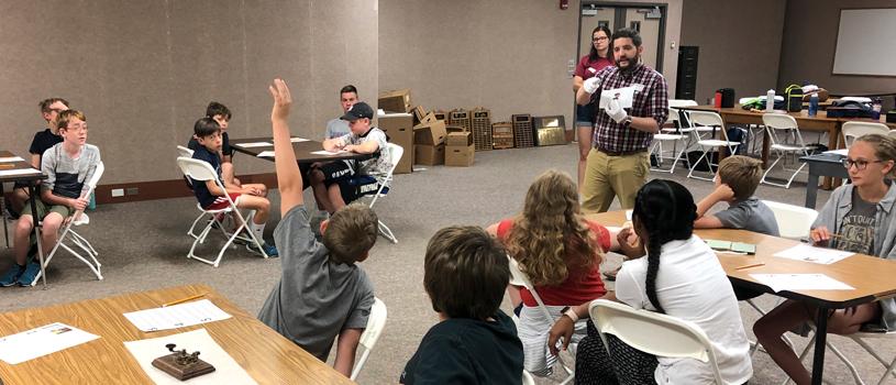 Students participating in a History Mystery program at the State Historical Museum. 