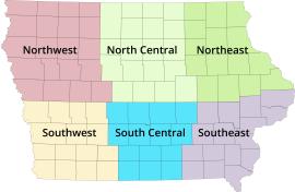 Statewide Agriculture Areas Map Divided by Region