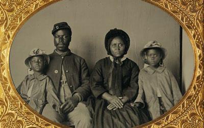 African-American soldier and his family during the Civil War.