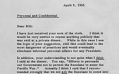 Letter from President Eisenhower to William D. Pawley, 4/9/1955