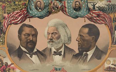 The print commemorates men prominent in and representative of the advancement of African-American civil rights movement of the 19th century. 
