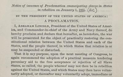 First Edition of President Abraham Lincoln’s Preliminary Emancipation Proclamation, September 22, 1862