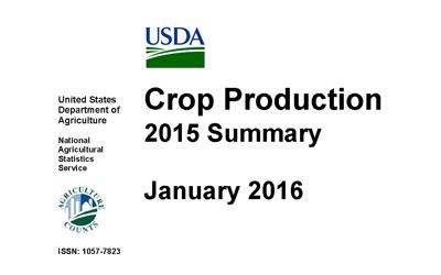 USDA crop production 2015 summary 