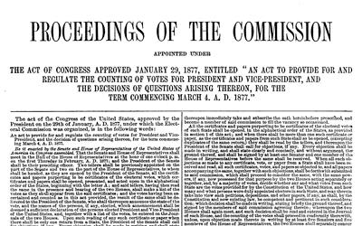 After election day in 1876, nineteen electoral votes from Florida, Louisiana, and South Carolina remained disputed because rival Democratic and Republican state election boards claimed victory in each of the three states. The Democrat Samuel J. Tilden needed only one electoral vote to win, whereas Rutherford B. Hayes, the Republican nominee, needed all nineteen. 
