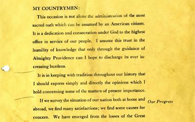 Herbert Hoover outlines his plans for his presidency in his inaugural address.