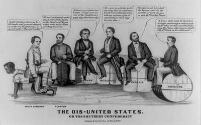 Cartoon showing Confederate leaders as a band of competing opportunists