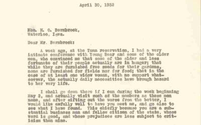 Letter from Edgar Harlan to H.O. Bernbrock
