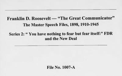 The document is a transcription of a campaign speech given by then President Franklin Roosevelt.