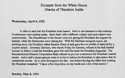White House Insider Theodore Joslin's Account of the Depression and Herbert Hoover's 1932 Presidential Campaign, 1932