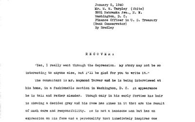Interview conducted by Bradley with Mr. W.W. Tarpley in Georgia 1940 as part of the Federal Writers’ Project