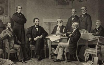 "The First Reading of the Emancipation Proclamation Before the Cabinet," 1866