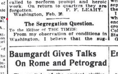 "The Segregation Question" Letter to the Editor, February 22, 1915