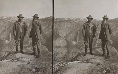 Theodore Roosevelt and John Muir on Glacier Point.