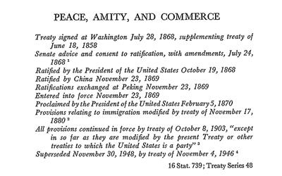 Transcription of treaty between United States and China.