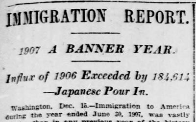 Article in the New York Tribune with statistics on the number of immigrants who entered the United States. 